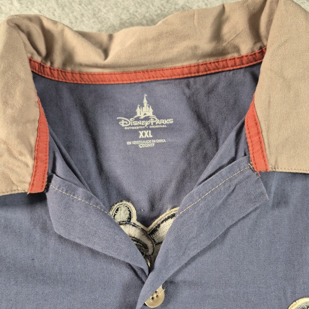 Disney Parks Oswalds Service Button Down Garage Shirt Mechanic 2XL XXL - Picture 7 of 10